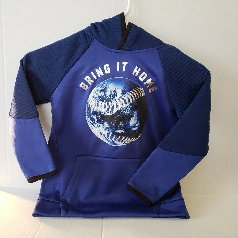 Old Navy Active Boys Blue Long Sleeve Hoodie Bring It Home Baseball Size 5